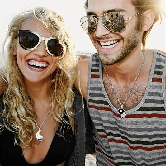 Matching Couples Necklace Sterling Silver Yin Yang Couples Necklace for him and her Couple gifts for Women Men, Sterling Silver, No Gemstone