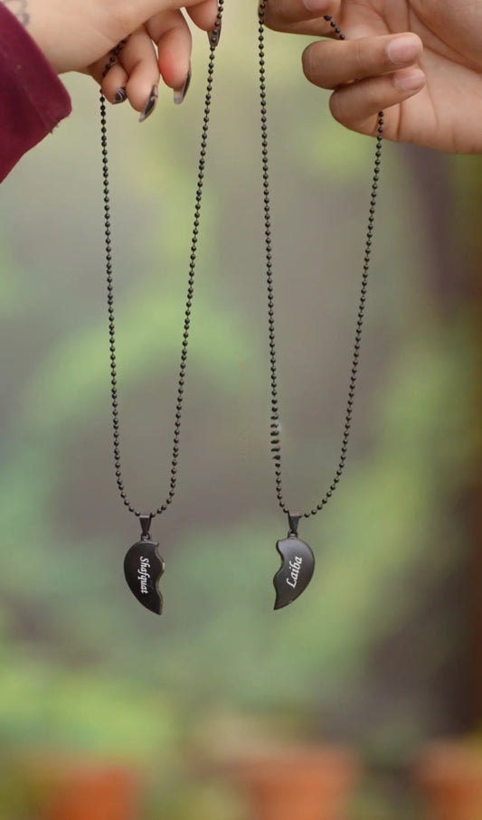 Broken Heart Couple Neckalce - Custom Name - Couple Neckalce