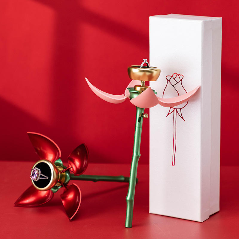 Elegant Diamond Ring Display Flower – With Ring – Luxury Gift Presentation