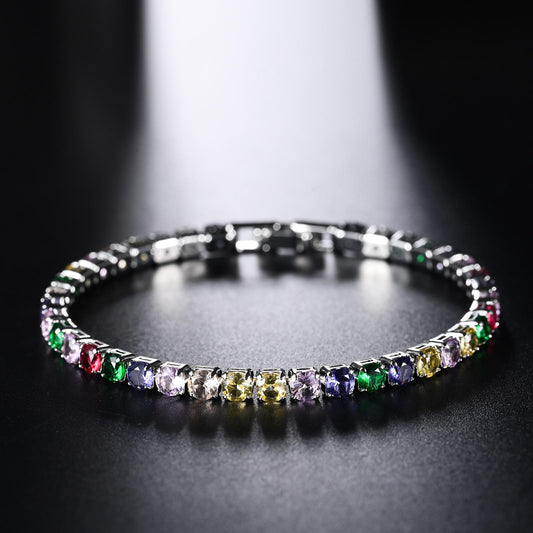 Elegant Crystal Tennis Bracelet – Luxury Sterling Silver Finish