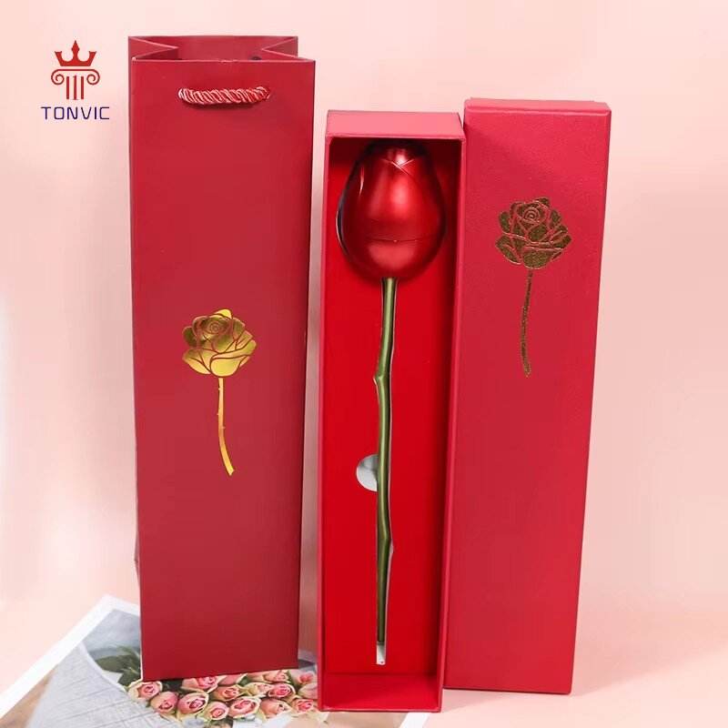 Luxury Metallic Rose Gift Box – Elegant Single Stem Presentation