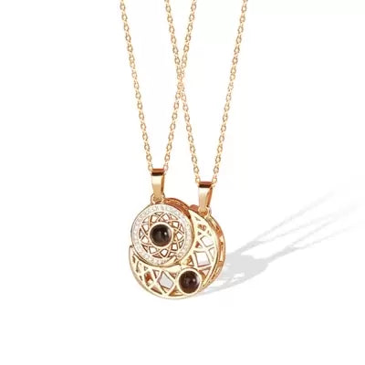 Personalized Matching Necklaces for Couples, Brass Sun Moon Projection Necklace, Female Male Accessories, Magnetic Couple Necklaces, Gift for Couples