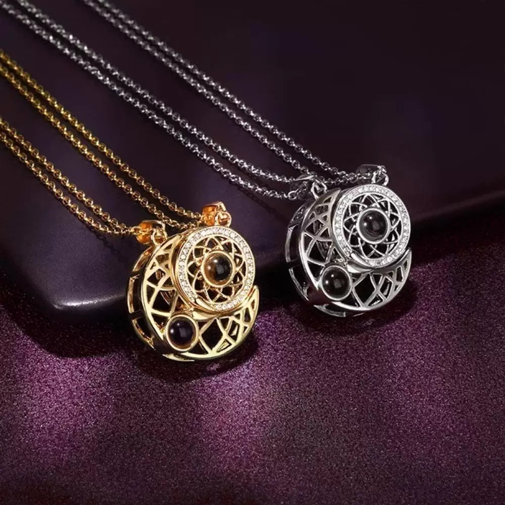 Personalized Matching Necklaces for Couples, Brass Sun Moon Projection Necklace, Female Male Accessories, Magnetic Couple Necklaces, Gift for Couples