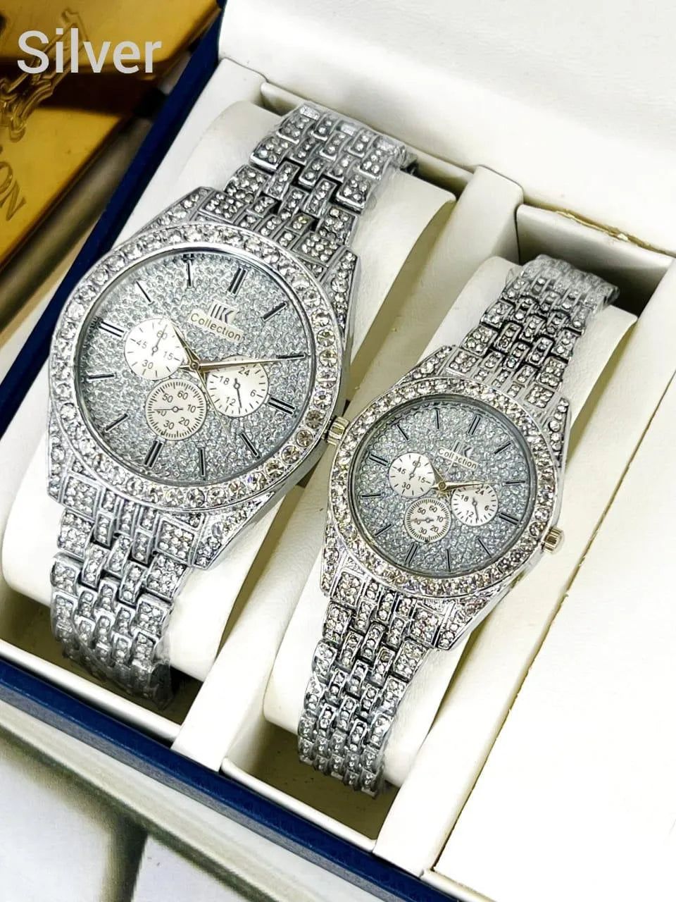 Luxury Crystal Couple Watch Set – His & Hers Matching Timepieces