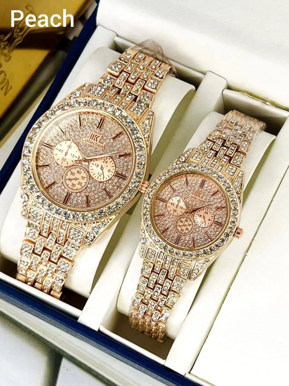 Luxury Crystal Couple Watch Set – His & Hers Matching Timepieces