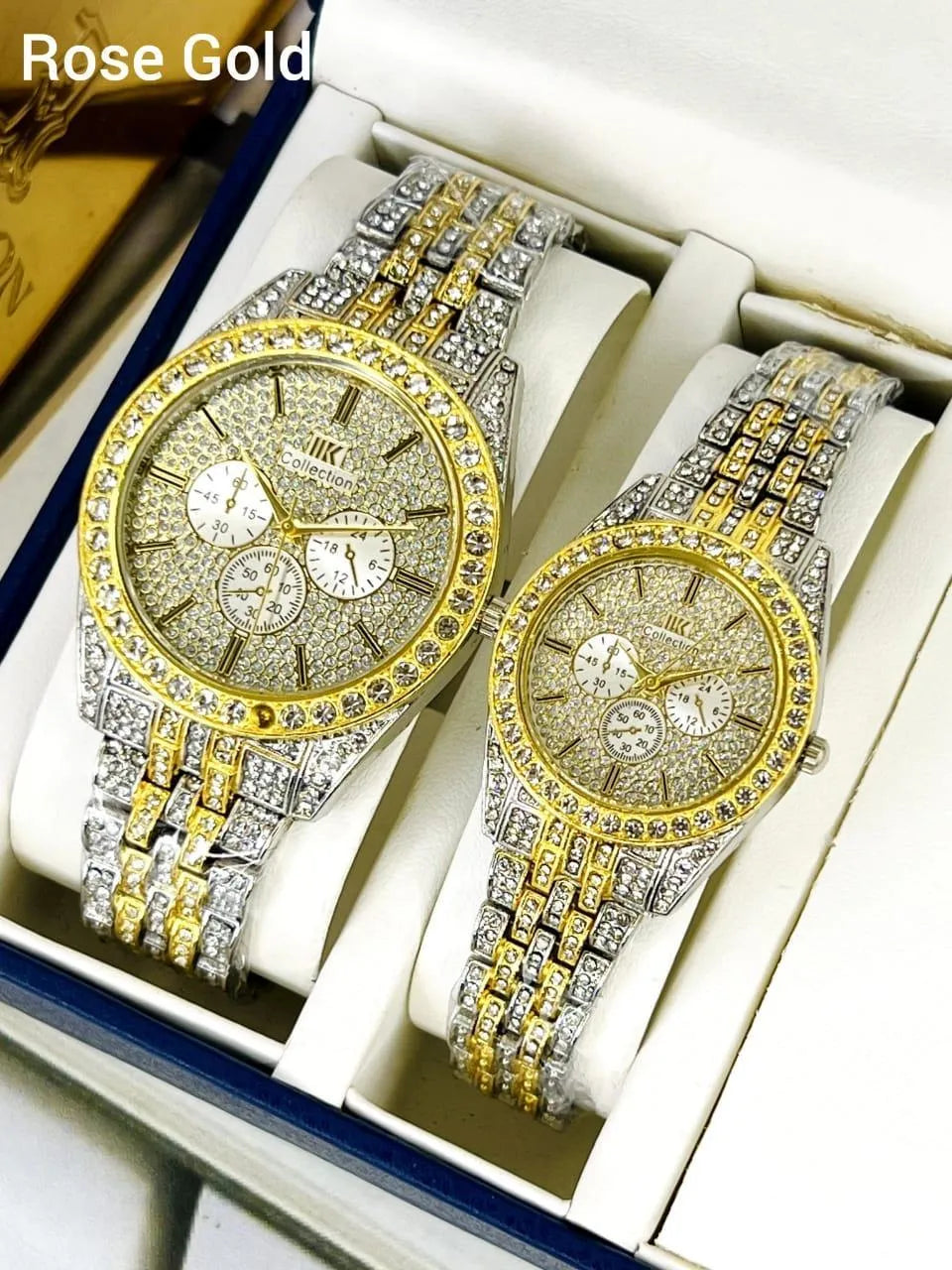 Luxury Crystal Couple Watch Set – His & Hers Matching Timepieces