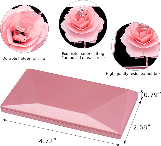 Unique Pop Up Rose Ring Box Surprise Jewelry Storage Holder with ring