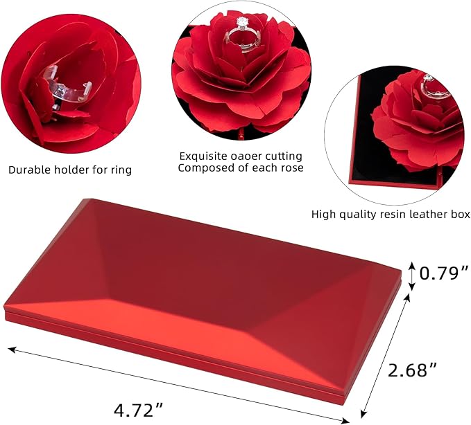 Unique Pop Up Rose Ring Box Surprise Jewelry Storage Holder with ring