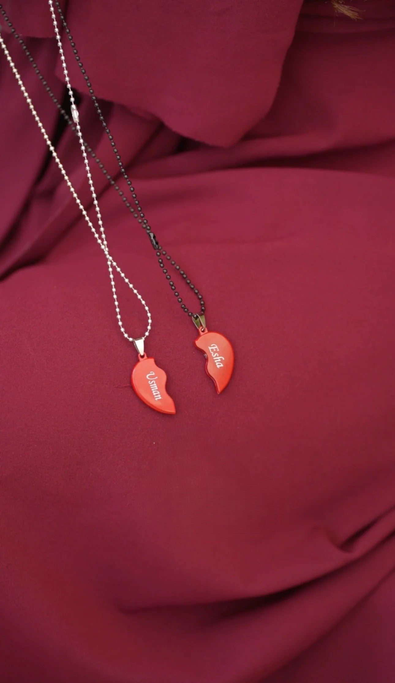 Broken Heart Couple Neckalce - Custom Name - Couple Neckalce