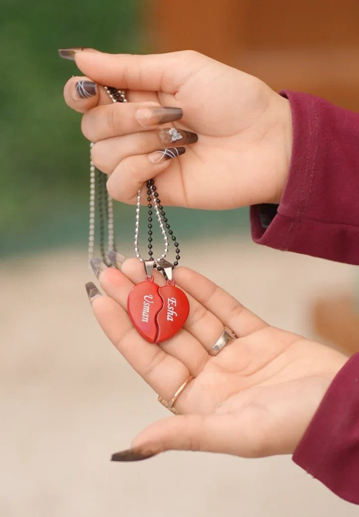 Broken Heart Couple Neckalce - Custom Name - Couple Neckalce