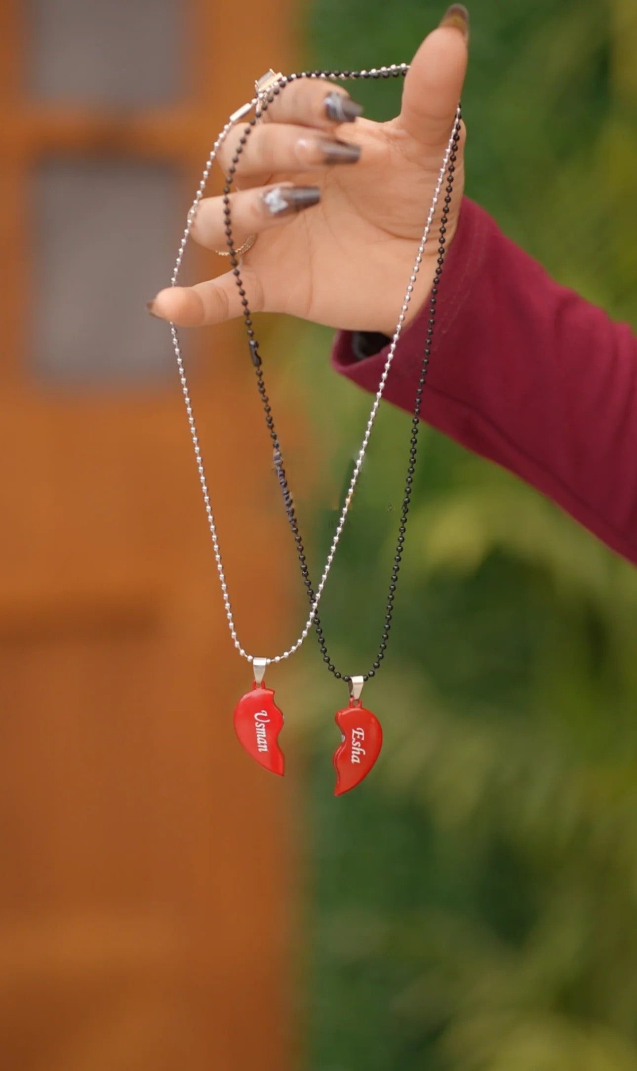 Broken Heart Couple Neckalce - Custom Name - Couple Neckalce