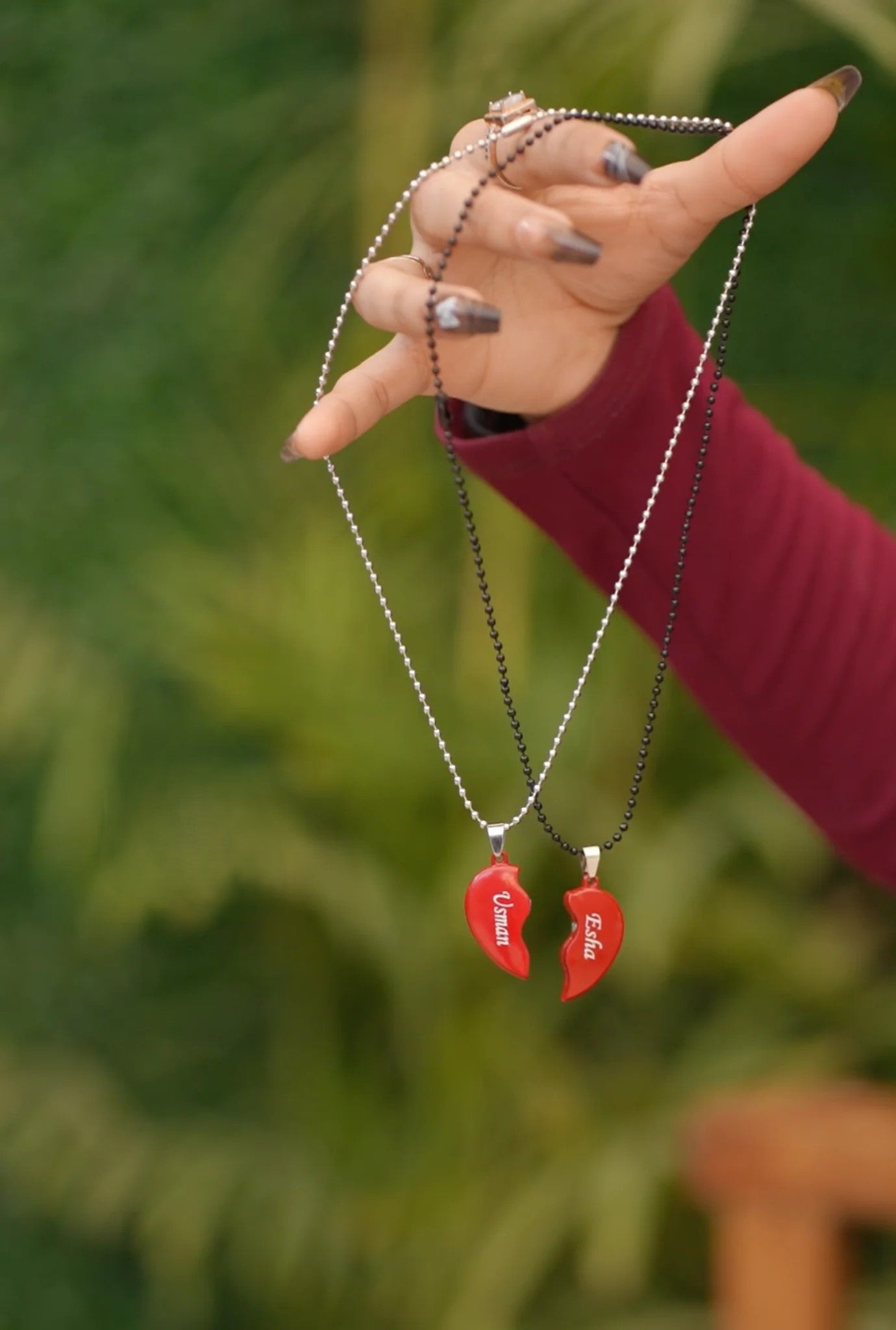 Broken Heart Couple Neckalce - Custom Name - Couple Neckalce