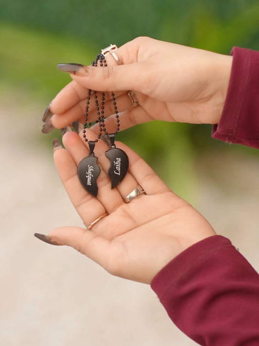 Broken Heart Couple Neckalce - Custom Name - Couple Neckalce