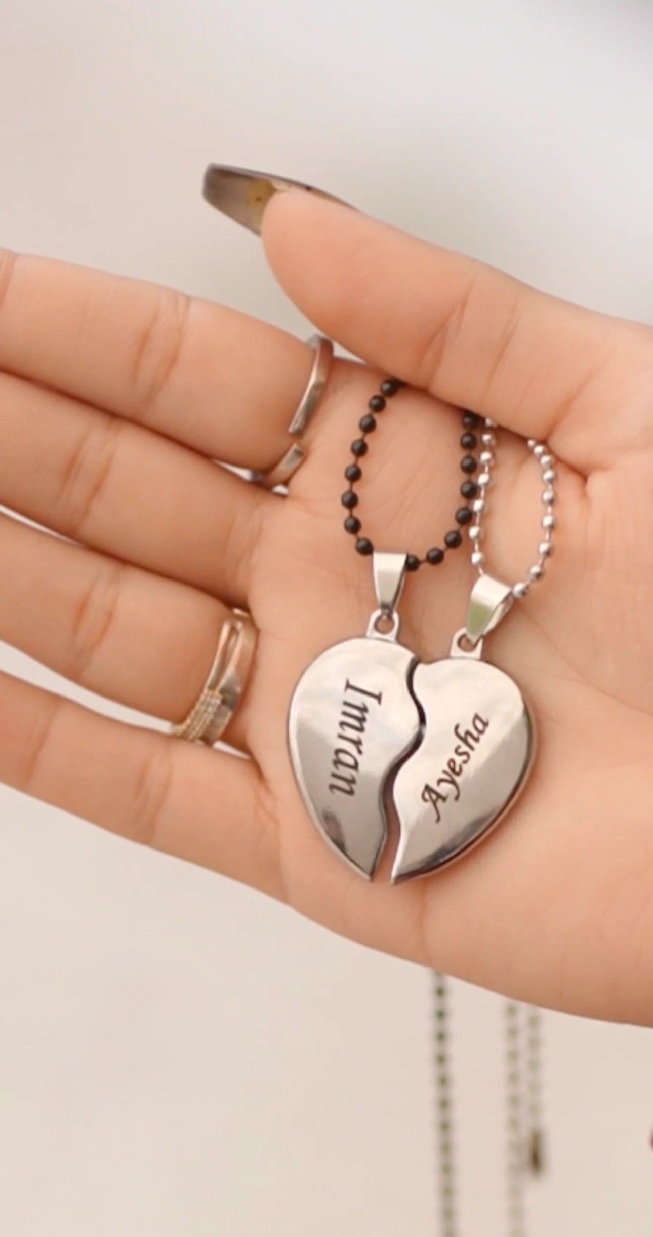 Broken Heart Couple Neckalce - Custom Name - Couple Neckalce