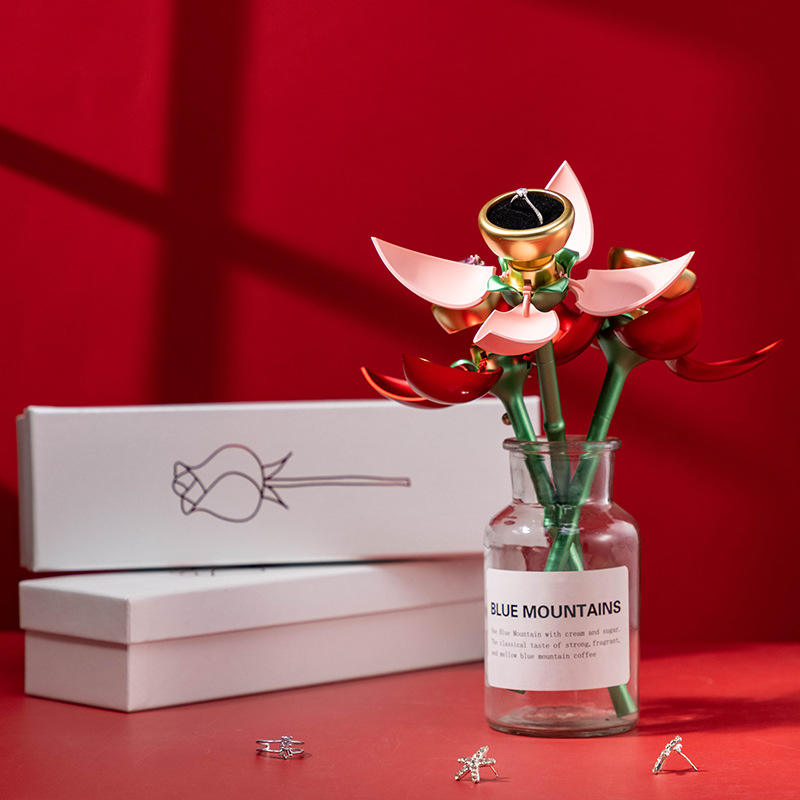 Elegant Diamond Ring Display Flower – With Ring – Luxury Gift Presentation