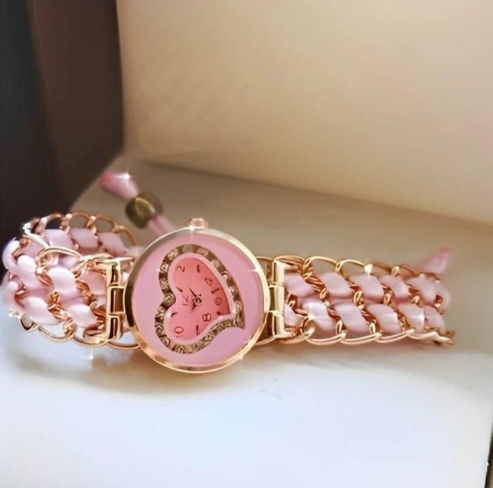 Stylish Women's Quartz Heart Watch with Chain Strap - 1 Pc