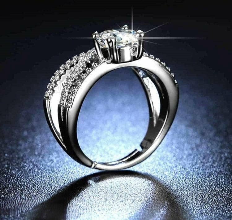 Ring Women Layered CZ Diamond Adjustable Imported