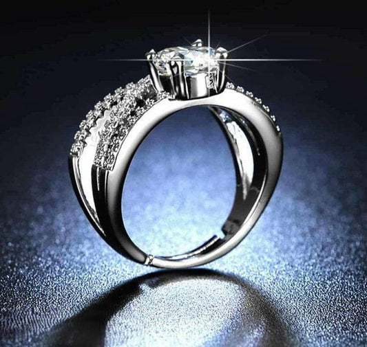 Ring Women Layered CZ Diamond Adjustable Imported