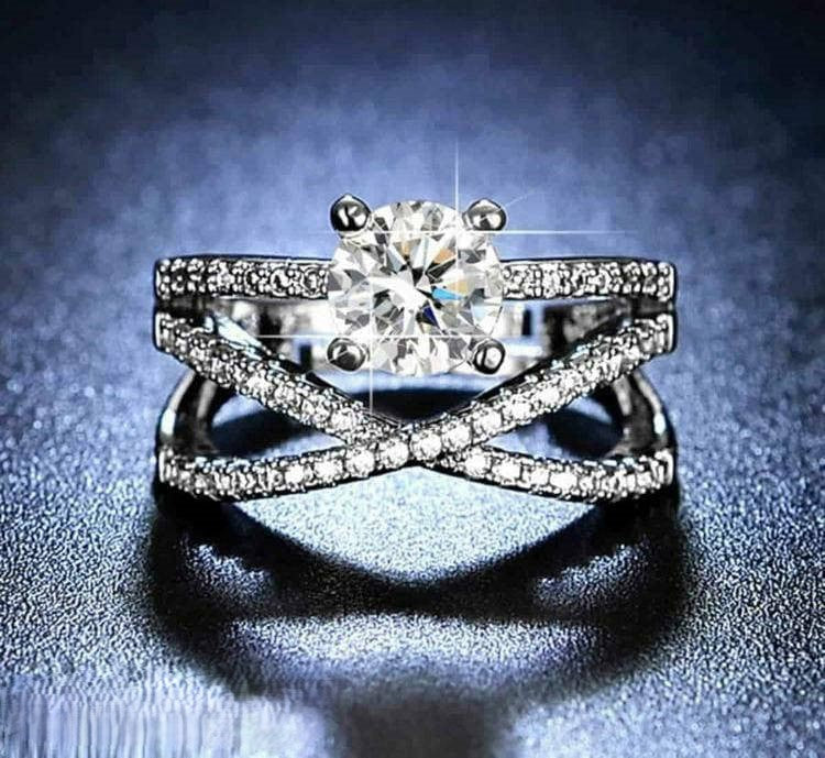 Ring Women Layered CZ Diamond Adjustable Imported