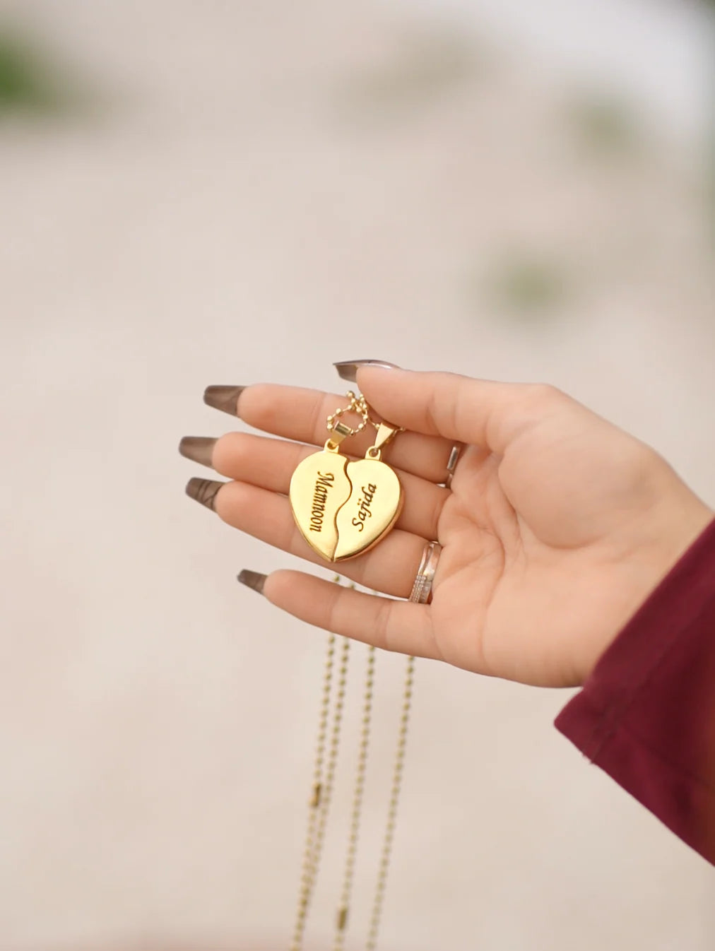 Broken Heart Couple Neckalce - Custom Name - Couple Neckalce