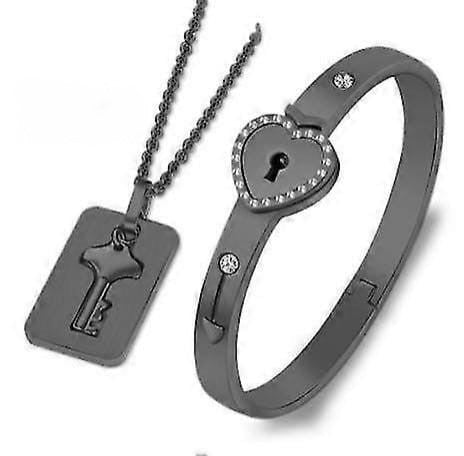 Lock & Key Couple Bracelet Necklace Set